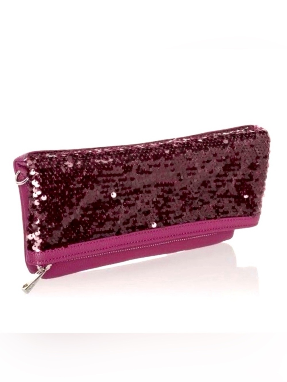 Thirty-One Forever Foldover Clutch in Crushed Berry Pebble w/ Sequins